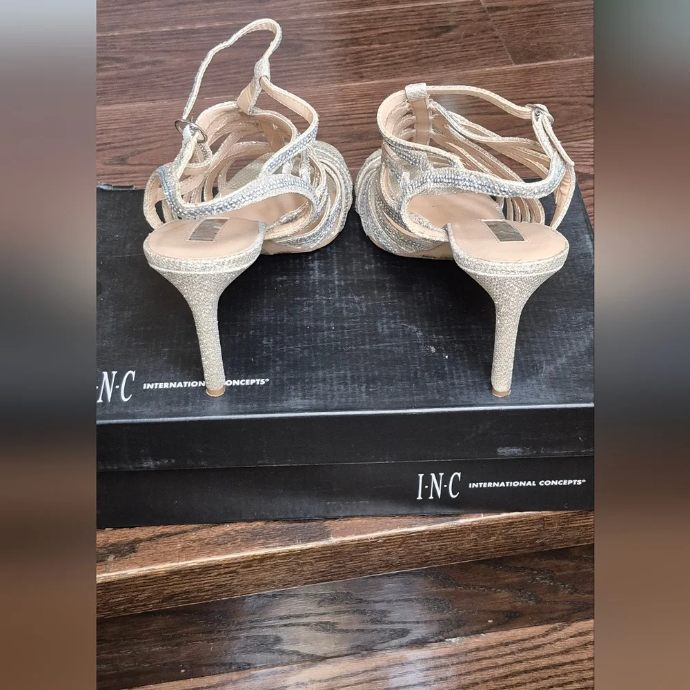 INC International Concepts Women's Silver Strappy Heels - Picture 13 of 13